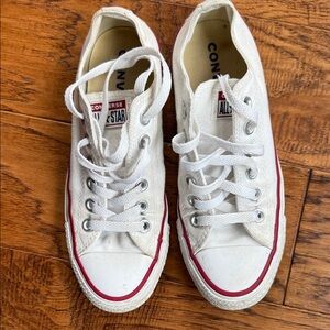Converse All Star White Canvas Shoes with Red Trim